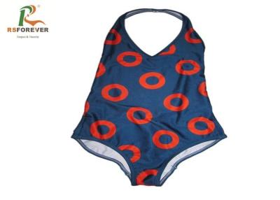 China Customized Red Circle Lycra One Piece Swimsuit , Womens One Piece Bathing Suits OEM for sale