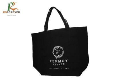 China Eco Cotton Canvas Black Tote Shopper Bag Handled Style Customized Logo Printing for sale