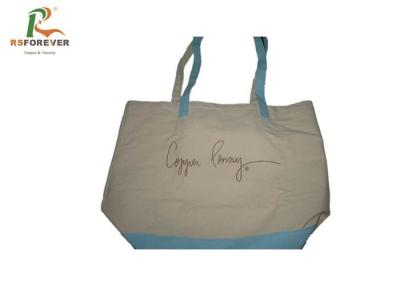 China Printed White Personalized Canvas Tote Bags , Durable Reusable Canvas Shopping Bags for sale