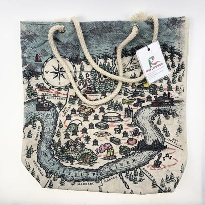China Rope Handle Canvas Shopping Bags with Customized Full Color Printing for sale