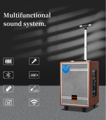 China ISO Wooden Wireless Speakers 10 Inch Active Portable Speakers With Microphone for sale