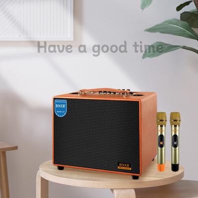 China 60W 8 Inch Bass Wooden Active Bluetooth Outdoor Speakers With Leather Strap for sale