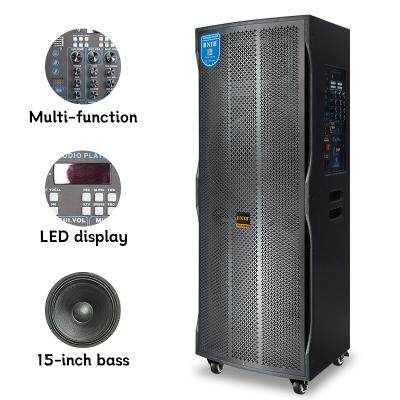 China Big Power 200W Active Outdoor Portable Speaker With Wheels For Party for sale