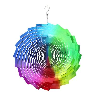 China Multi Colored UV Printed Garden Steel Wind Spinner 30*30cm for sale