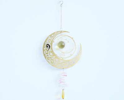 China Nordic Style Metal Wind Spinner Moon Design Rotating Metal Wind Chimes à venda