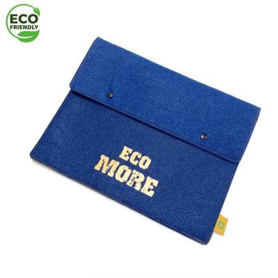 China Blue Color Eco Friendly Accessories RPET Felt Laptop Sleeve Portable Custom 13'' for sale