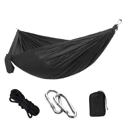 China Outdoor Essential Black Color 210T Nylon Ripstop Portable Camping Hammock 270*140CM for sale