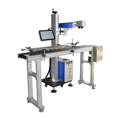 China Automatic Flying Fiber Laser Marking Machine For PVC Sheet And Electronics for sale