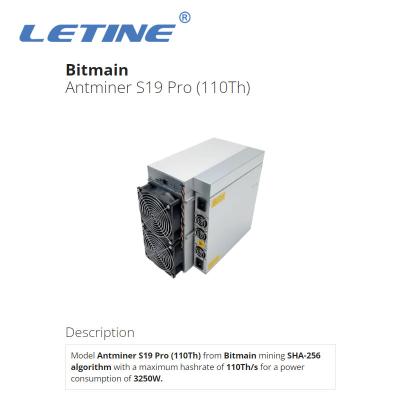 China Bitmain Asic Antminer S19 Pro 110Th/S Bitcoin Miner S19 PRO 110T Spot Stock High Hashrate Mining Machine Ant Miner for sale