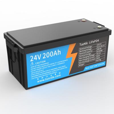 China 24V 25.6V 200Ah Lithium Iron Phosphate Battery with 5120Wh Energy and 100A Discharge for sale