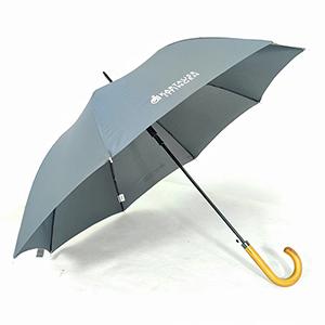 46-inch straight umbrella with wooden handle showing full open canopy