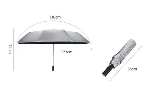 Close-up view of Titanium Silver umbrella fabric and construction details