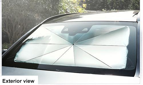 Titanium silver car umbrella showing compact folded design