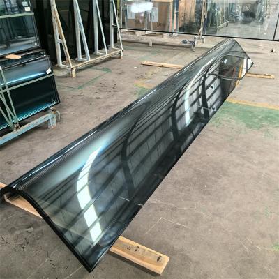 中国 Small Radius Curved Glass Hot Bent Laminted Insulated Sun Film Coated Glass High-Difficulty Glass Columns 販売のため