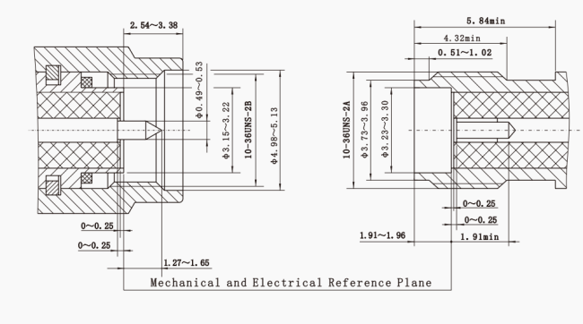 SSMA RF Coaxial Connector interface dimensions diagram