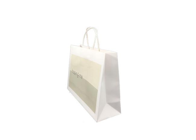 Natural white kraft paper gift bags with fashionable design and custom printing options