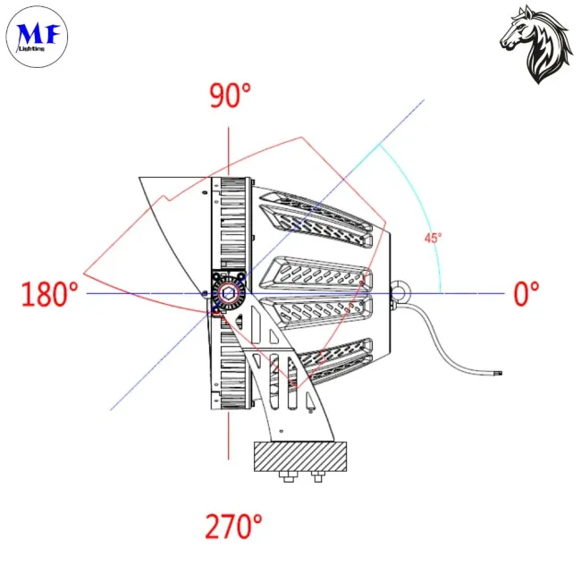 CE, RoHS, ETL, FCC IP65 Ik10 Waterproof 155lm/W 1000W Dimmable Outdoor Square Lighting LED Stadium Sport Light LED Tunnel Light LED High Mast Light