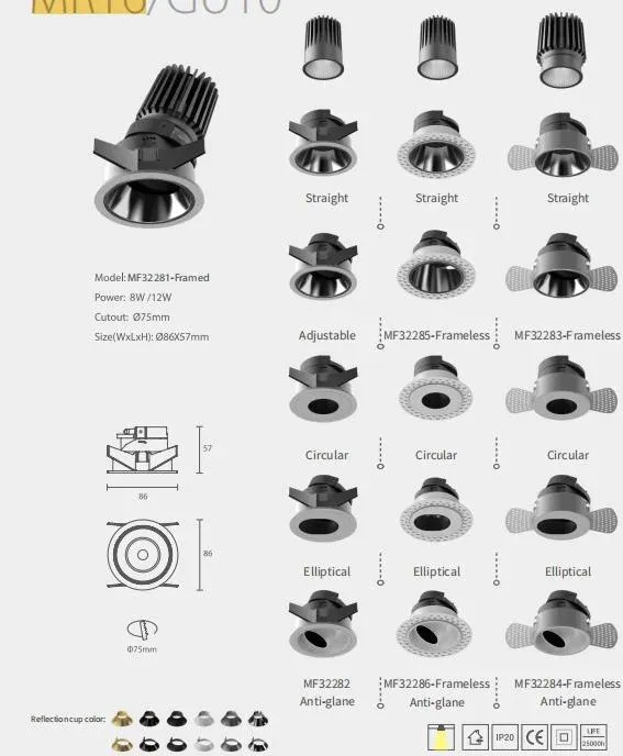 DC 24V 5 Years Warranty High CRI >80ra >90ra Non-Dimmable LED CCT Smart GU10 Downlight Wall Sconce Recessed Lighting Down Light