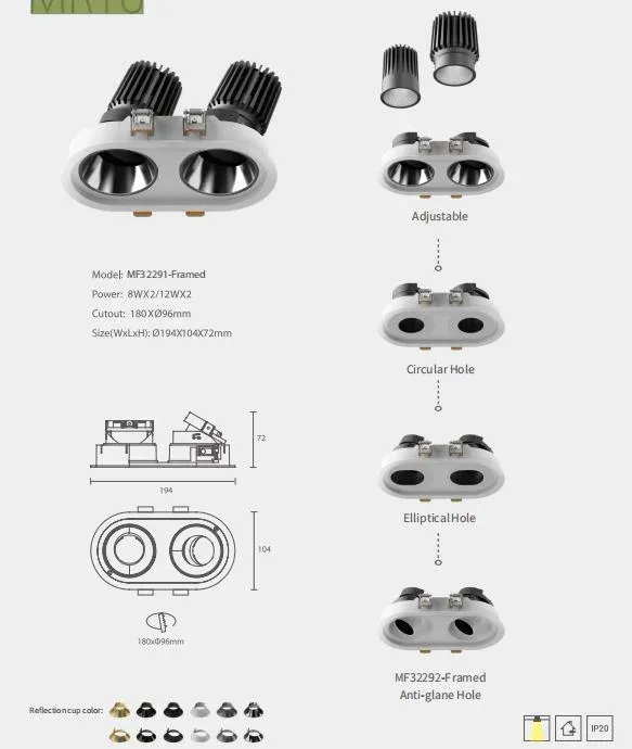 DC 24V 5 Years Warranty High CRI >80ra >90ra Non-Dimmable LED CCT Smart GU10 Downlight Wall Sconce Recessed Lighting Down Light