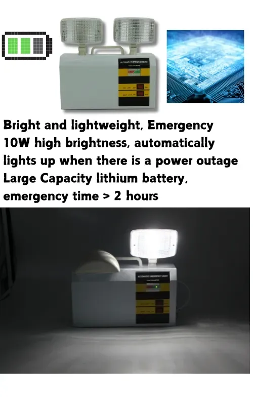 Factory Price IP65 Waterproof 3 Hrs Discharging Time LED Double Heads Rechargeable Emergency Light for School Hotel Basement Public Place