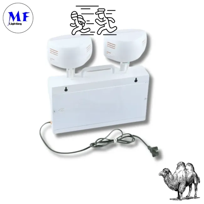 Factory Price Li-Battery Aluminium Waterproof Fireproof Double Heads IP65 School Supermarket Tunnel Airport Escape Exite LED Emergency Light for Public Area