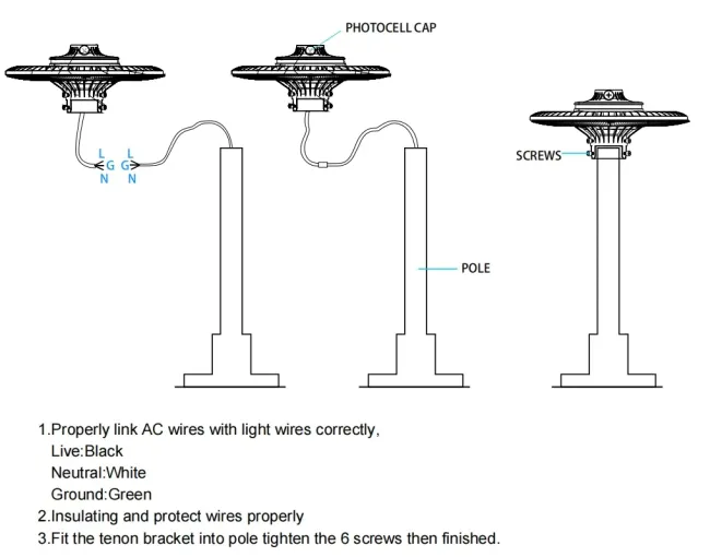 Energy-Saving 140lm/W Smart-Tuning 200W LED Garden Post Light Pole Area Light for Highway Rest Area Sports Complex Waterfront Promenade