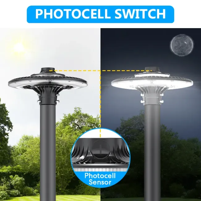 Energy-Saving 140lm/W Smart-Tuning 200W LED Garden Post Light Pole Area Light for Highway Rest Area Sports Complex Waterfront Promenade