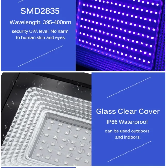 100W LED UV Light side view
