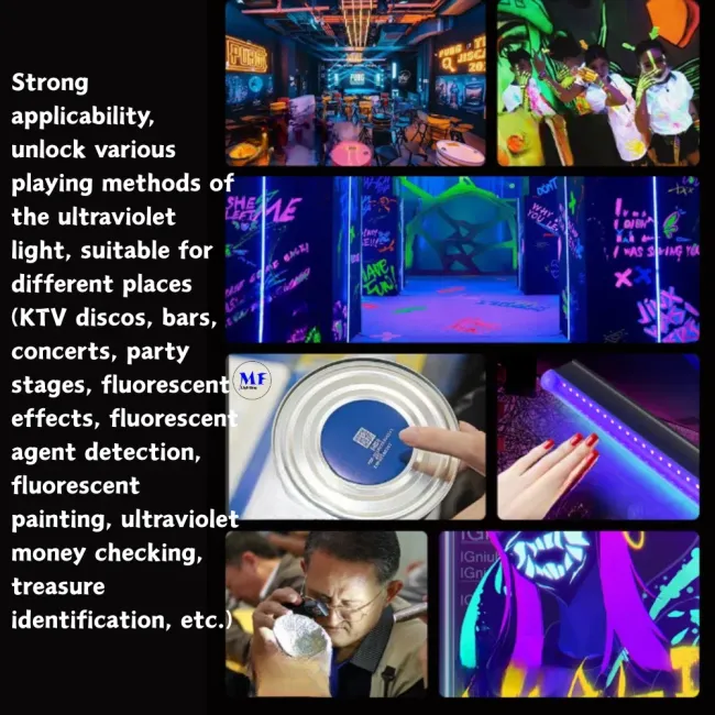 Close-up view of LED UV light tube components