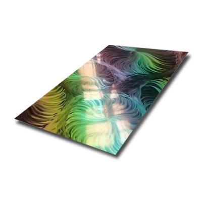 China Colorful Stainless Steel Sheet Mirror 304 Fantasy Color Gradient 3D Laser Sheet for sale