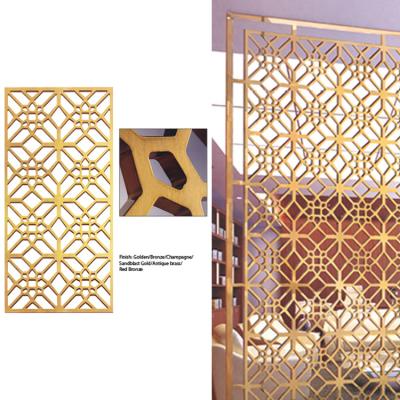 China Custom SS Gold Metal Room Divider Laser Cut Divider Panels 3.0mm Thick Grand Metal for sale