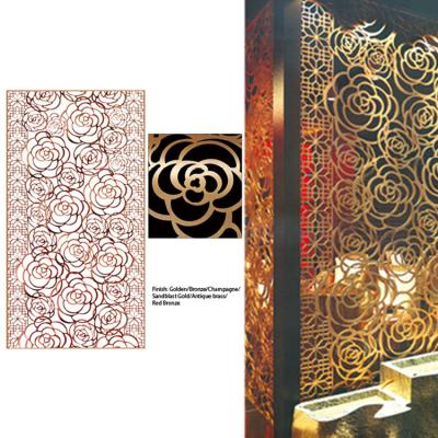 China 1.5mm Thick Stainless Steel Metal Wall Partition Screen Mirror Gold Surface SGS for sale