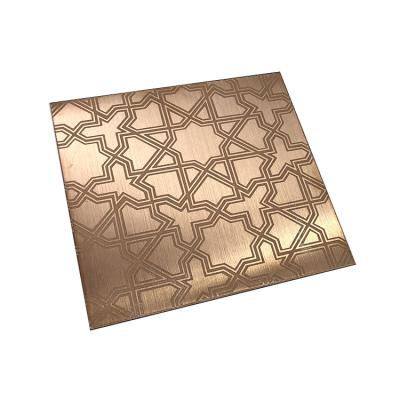China Anti Rust 201 304 Color Etched Stainless Steel Sheet Hotel Home Decor for sale