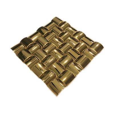 China 3D Arch Shape Mirror Gold Stainless Steel Mosaic Tile Metal 30X30MM for sale