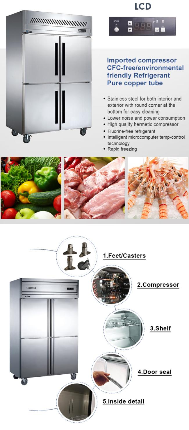 Commercial Big Capacity Upright Refrigerator Stainless Steel Refrigeration Equipment