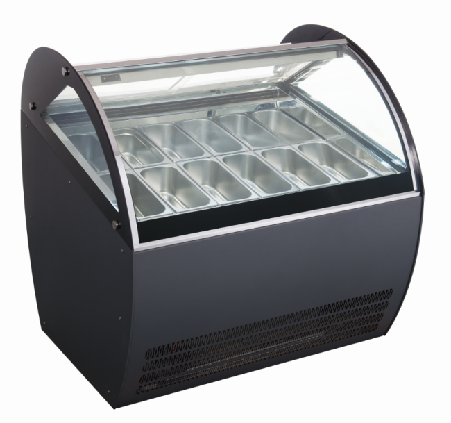 Commercial Fan Cooling Ice Cream Showcase Display Refrigerator Glass Door