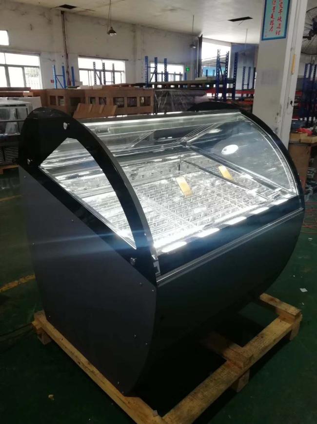 Commercial Fan Cooling Ice Cream Showcase Display Refrigerator Glass Door