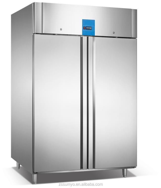 Commercial Kitchen Upright System Refrigerator Inverter Cooling Double Door Freezer Restaurant Use Beer Fruit Glass Door Storage