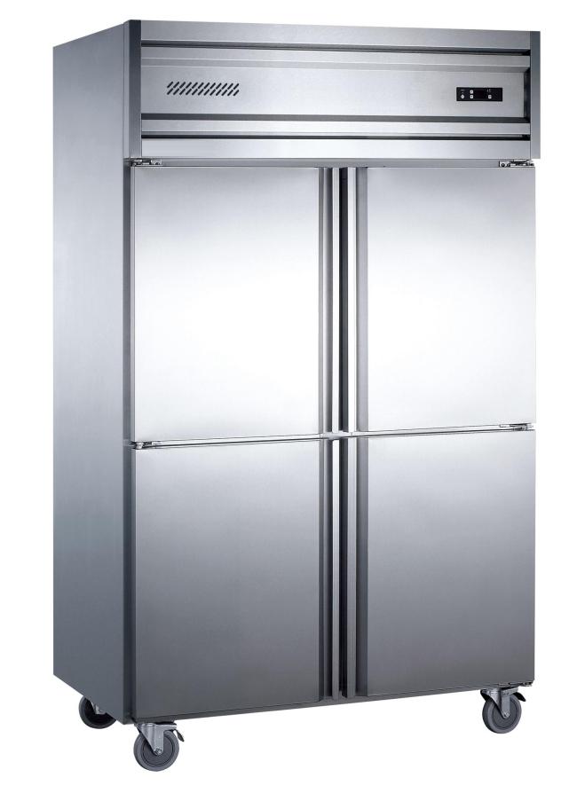 Commercial Stainless Steel Double Temperature Upright 4 Door Kitchen Refrigerator and Freezer for Fruits and Vegetables