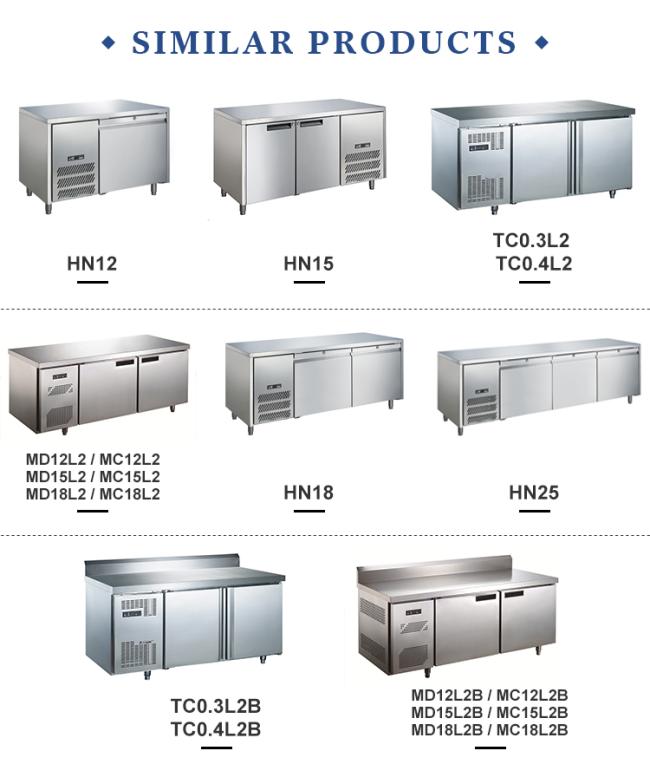 Commercial Stainless Steel Workbench Under Counter Chiller Kitchen Refrigerator for Hotel and Restaurant Kitchen Refrigerator