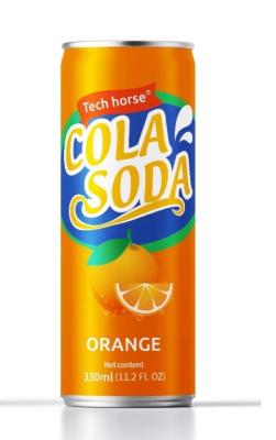 China Private Label Cola Drink Soda Drink Canning OEM Label Desgin Orange Flavour 300ml for sale
