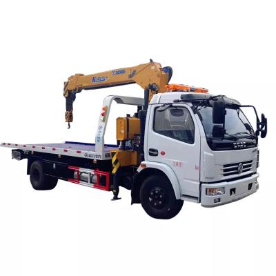 China Diesel Rollback Wrecker Truck 90km/h Hydraulic Flatbed Tow Truck With Crane for sale