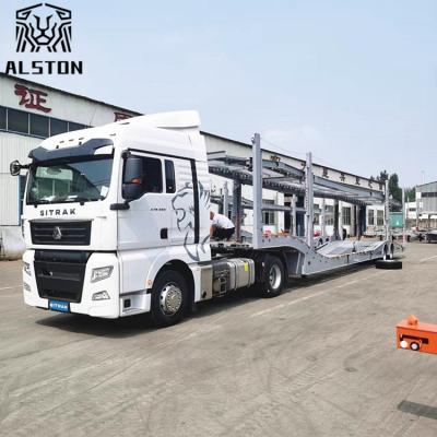 China 6 Position Car Transport Semi Trailer, 8 Position Cage Car Carrier For Export for sale