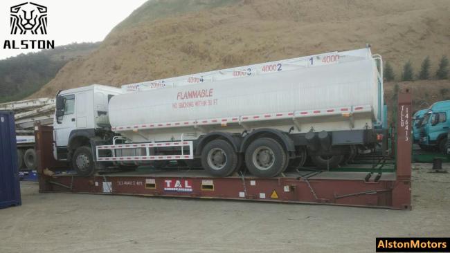 Used HOWO fuel tank truck for sale prepared at port after final inspection