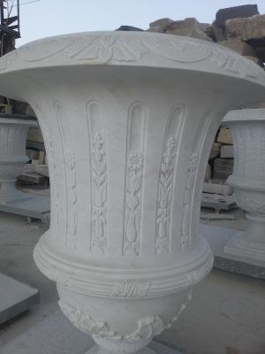 China White Marble Flowerpot for garden for sale
