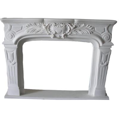 China White marble fireplace mantel,China stone carving fireplaces mantel surrounds, home decoration for sale
