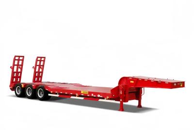 China CIMC  Heavy Duty Low Bed Semi Trailer Truck FUWA 3 Axle Equipment Transport en venta