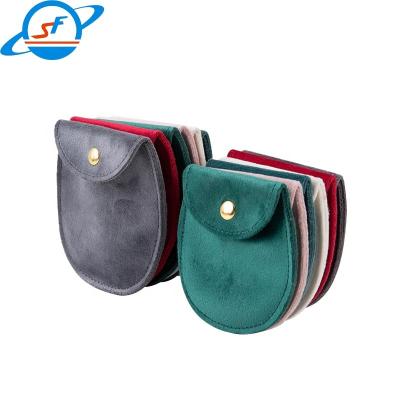 China Velvet Button Oval Jewelry Storage Pouches Necklace Pouch Bag 80*85mm for sale