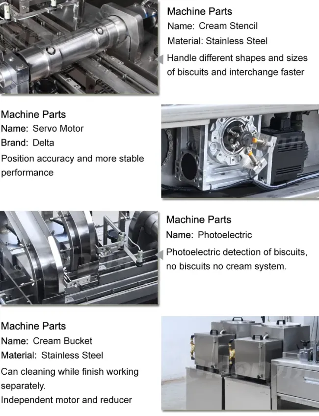 Chocolate Flavor Cream Biscuit Sandwich Machine with Pile Biscuit Packing Machine