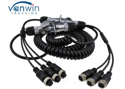 China PVC DVR Accessories , 7Pin PU Truck Trailer Rear View Camera Cable with 3CH for sale